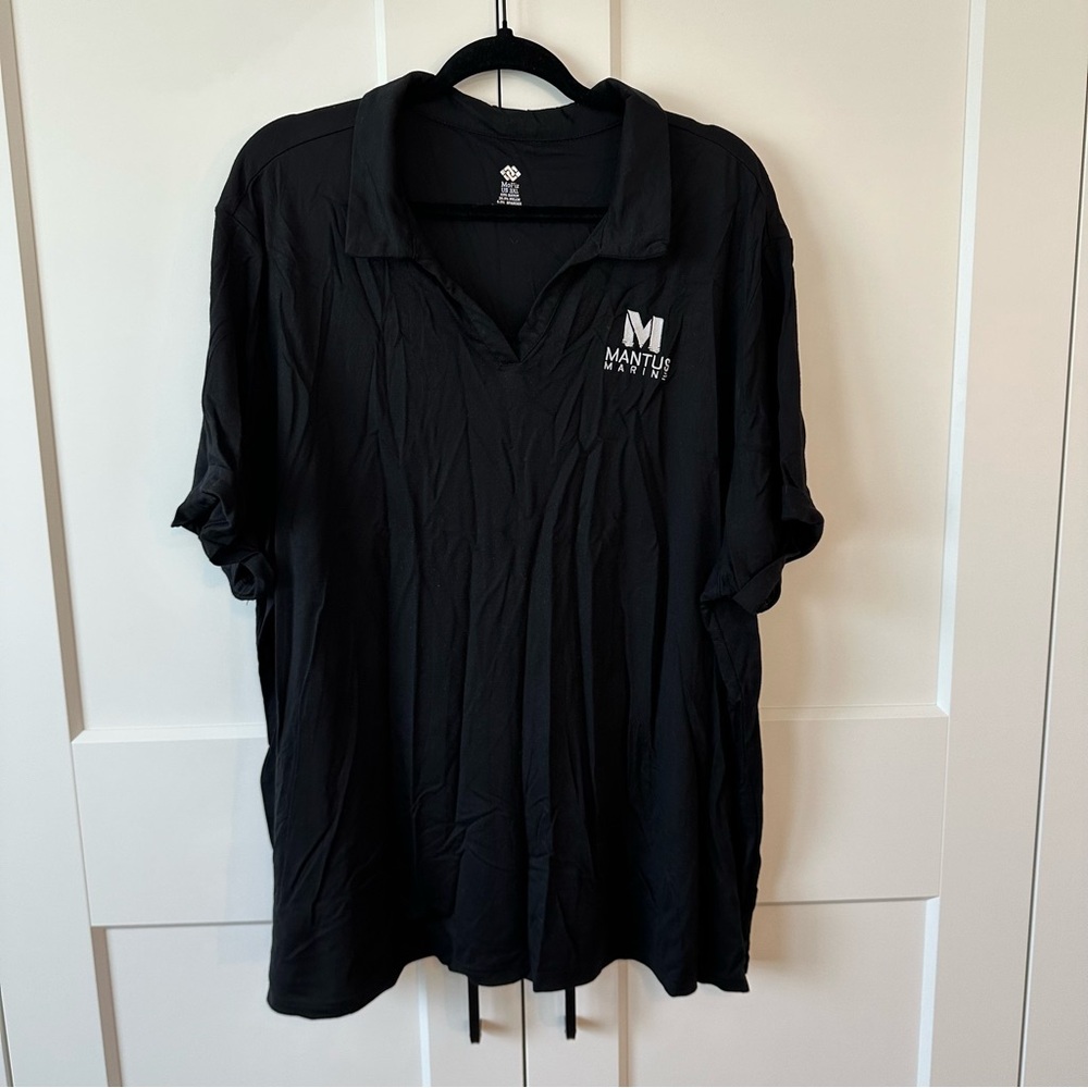 Mantus Marine Branded Soft Black Polo with rolled sleeves, women’s size 3X
